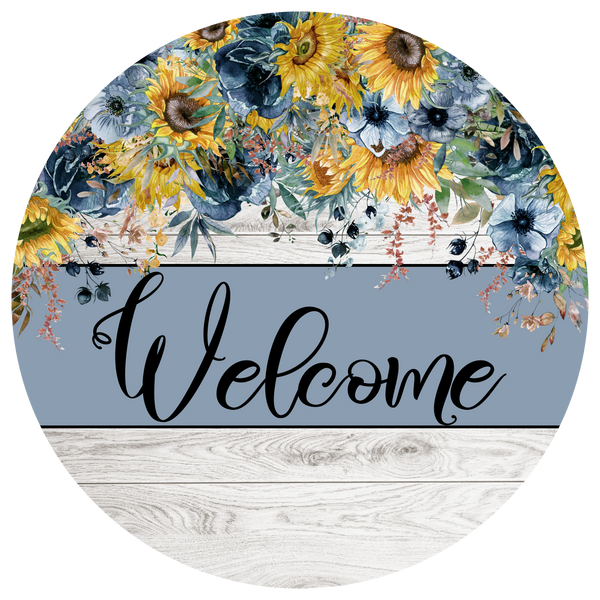 Welcome Sunflowers Spring Sign, Door Hanger, Wreath Sign, Tray Decor, Spring decor