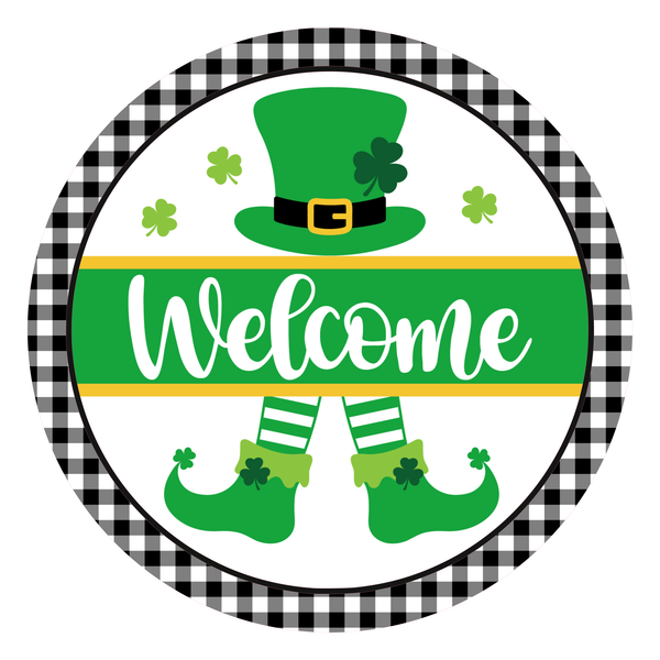 Welcome St. Patrick's Day Sign, Shamrock Sign, Irish Door Hanger, Wreath Sign