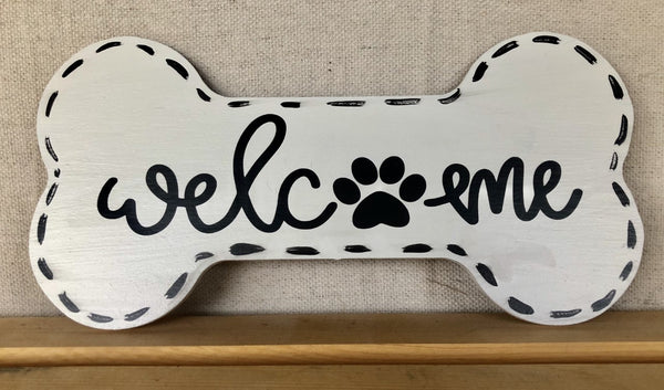 Welcome Dog Sign, Wreath Sign Attachment, Welcome Sign, Rustic Sign, Farmhouse Decor