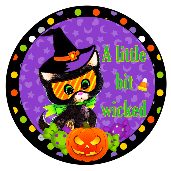 Wicked Halloween Cat Witch Sign, Wreath Supplies, Wreath Attachment, Door Hanger, Wreath Sign