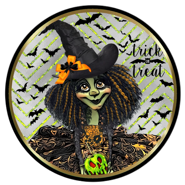 Trick or Treat Witch Halloween Sign, Door Hanger, Halloween Decor, Wreath Supplies