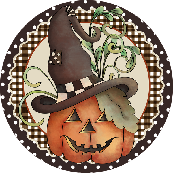 Primitive Witch Jack o lantern Halloween Sign, Wreath Supplies, Wreath Attachment, Door Hanger, Wreath Sign