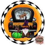Boo Halloween Gnome Truck Sign, Wreath Supplies, Wreath Attachment, Door Hanger, Wreath Sign