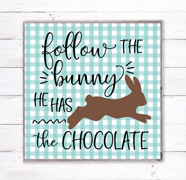 Chocolate Easter Bunny Sign | Wreath Sign Attachment | Easter Rabbit Spring Sign