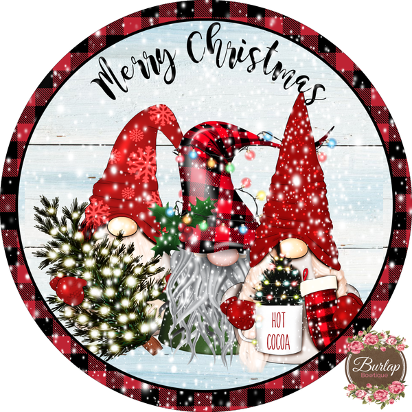 Merry Christmas Gnome Sign, Wreath Supplies, Wreath Attachment, Door Hanger, Wreath Sign