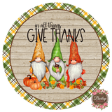 Give Thanks Fall Gnome Sign, Wreath Supplies, Wreath Attachment, Door Hanger, Wreath Sign
