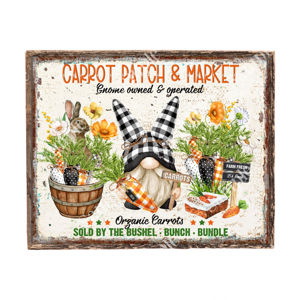 Carrot Patch and Market Easter Gnome Spring Sign, Door Hanger, Wreath Sign, Tray Decor
