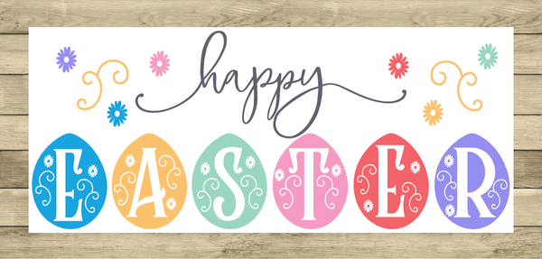 Happy Easter Vintage Sign | Wreath Sign Attachment | Farmhouse Spring Sign