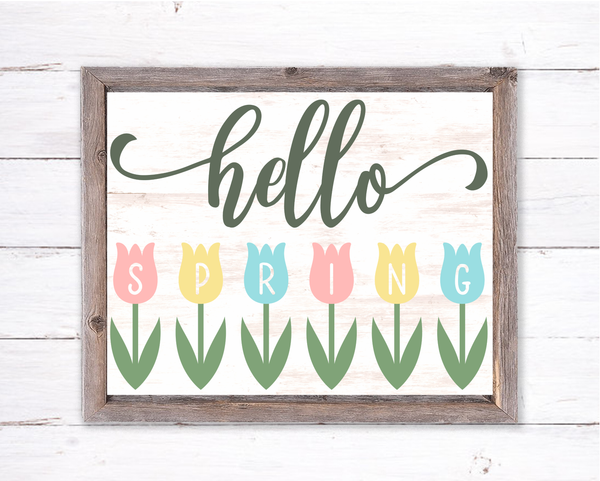 Hello Spring Flower Sign | Wreath Sign Attachment | Farmhouse Spring Sign