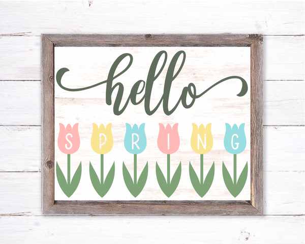 Hello Spring Flower Sign | Wreath Sign Attachment | Farmhouse Spring S ...