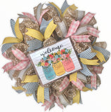 Welcome Floral Mason Jar DIY Wreath Kit, #S102