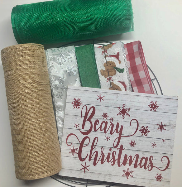 Beary Christmas Wreath Kit, Christmas Wreath Kit, Wreath Supplies
