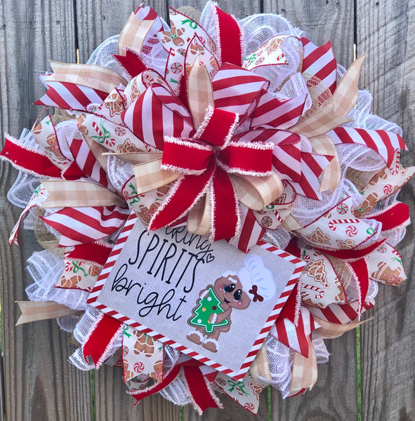 Gingerbread Wreath, Rustic Christmas Decor, Door Hanger, Farmhouse Decor