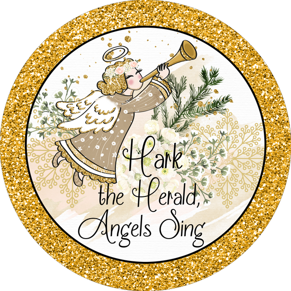 Hark the Herald Angels Sing Christmas Sign, Wreath Supplies, Wreath Attachment, Door Hanger, Wreath Sign