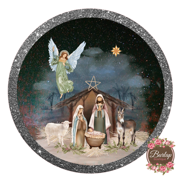 The Nativity Christmas Sign, Wreath Supplies, Wreath Attachment, Door Hanger, Wreath Sign